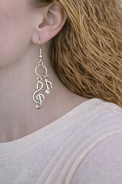 HER ŞEY NOTA www.herseynota.com أقراط معدنية متدلية بتصميم أشكال الموسيقى - ت...