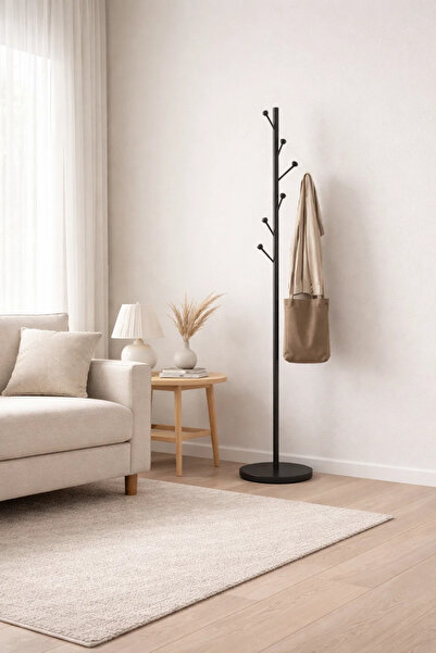 MARIA HOMES Elegant Black Metal Coat Stand Freestanding Hall Tree with Branch...