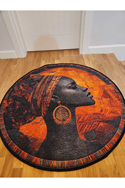 YTR HOME Dijital Baskı Yıkanabilir Kaymaz Taban Dekoratif Yuvarlak Salon Mutf...