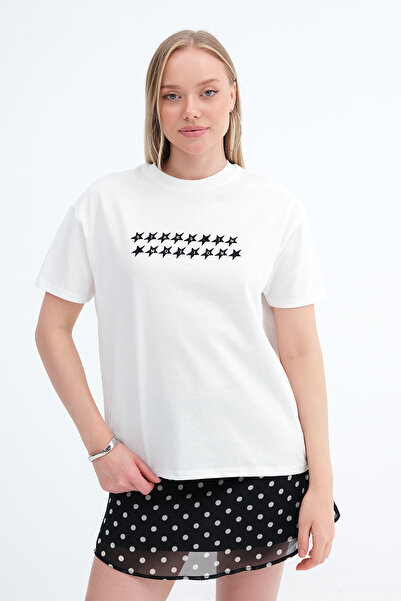 Addax Star Printed Thick T-Shirt P10625