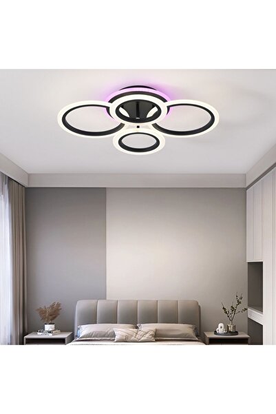 proled Candelabru LED cu telecomandă 104W ACR-8067 Negru, Design RGB Circular