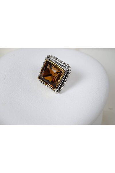ATELİER TUĞBA Yzk247 Vintage Stone Square Cut Zircon Ring