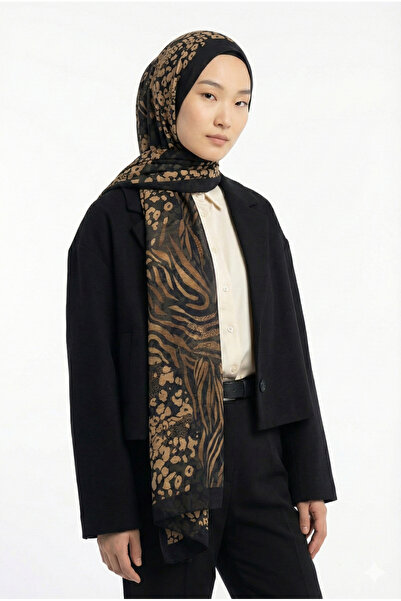 lavinscarfs Lavin Scarfs Zeopar Collection Cotton Viscose Shawl Black