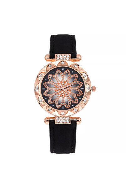 Skymag Golden flower ladies watch, ecological leather strap, quartz