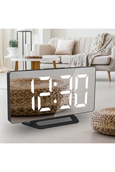 HPYTECH 🪞LED Aynalı Dijital Masa&Duvar Saati⏰Sessiz, Termometre, USB Şarj,Al...