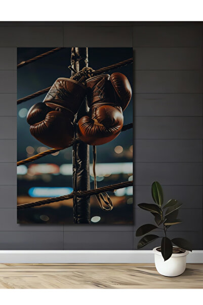 Teona Ahşap Boks Eldivenleri Yağlı Boya Görünümlü Ahşap Dekoratif Tablo Duvar...
