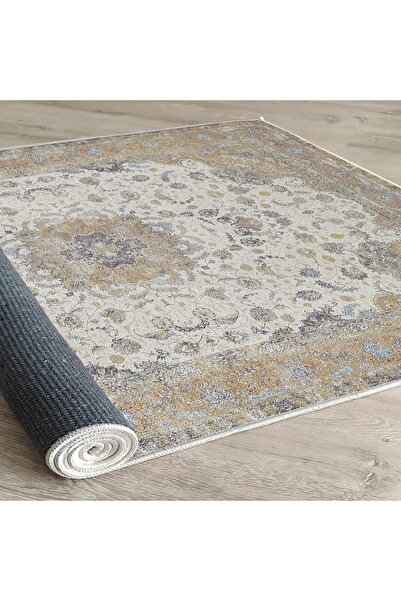 Artenova Covor bej cu model clasic, Woopamuk, 80x150 cm, bumbac si poliester,...