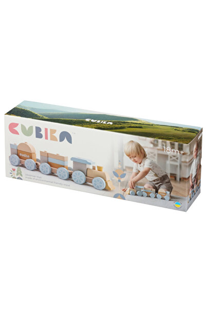 CUBIKA Jucarie din lemn, Cubika, Trenuletul Express - Pastel