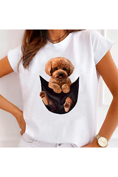 Kartier Women's White Poodle T-Shirt