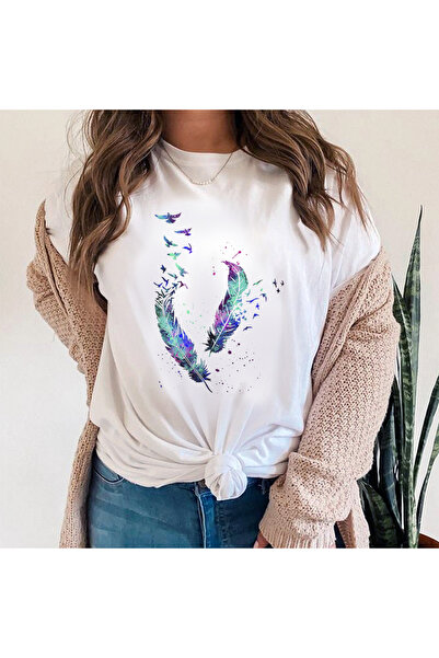 Kartier Tricou Dama Alb Magic Feathers