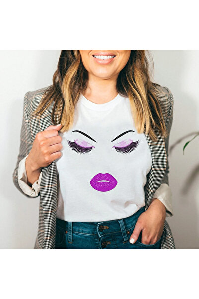 Kartier Tricou Dama Alb Purple Lips
