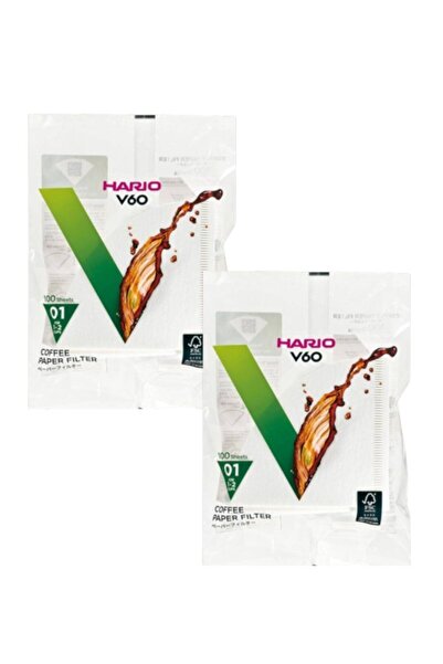 Hario فلتر ورق القهوة V60، 100 ورقة بيضاء، مجموعة من 2 قطع، مقاس 01، إجمالي 2...
