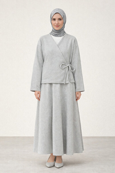 Kirazgym Skirted Cashmere Kimono Set - Gray