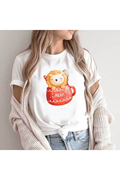 Kartier Tricou Dama Alb Christmas Lion Mug
