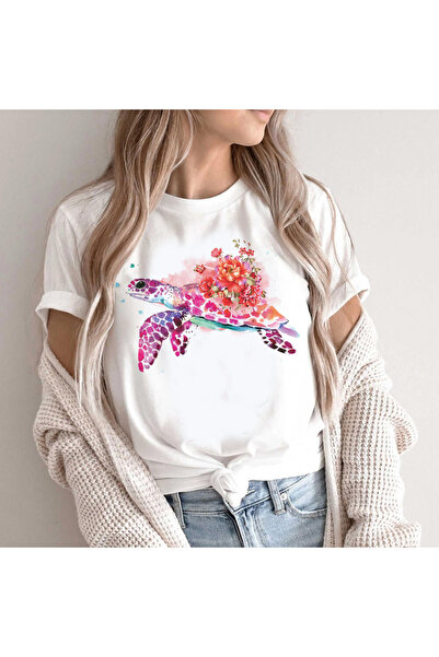 Kartier Tricou Dama Alb Turtle Watercolor