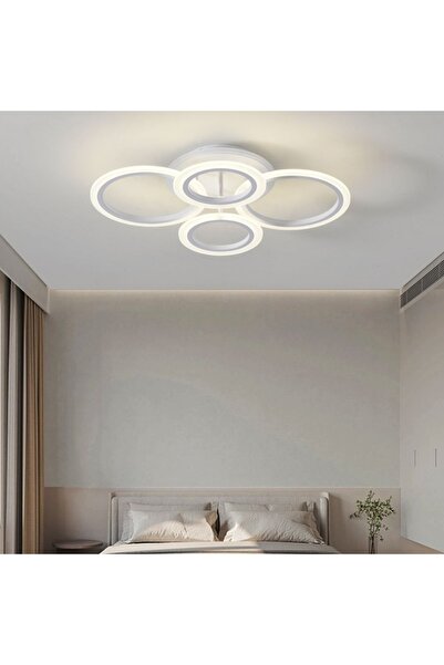 proled LED Chandelier with Remote 104W ACR-8066 White, Circle RGB Design, 4 A...