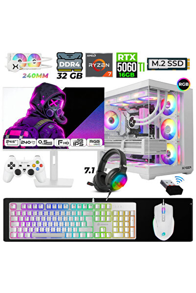 XASER Moon X20 Ryzen 7 5700X 32GB Ram 1TB M.2 NVMe SSD 16GB RTX5060 Ti Sıvı S...