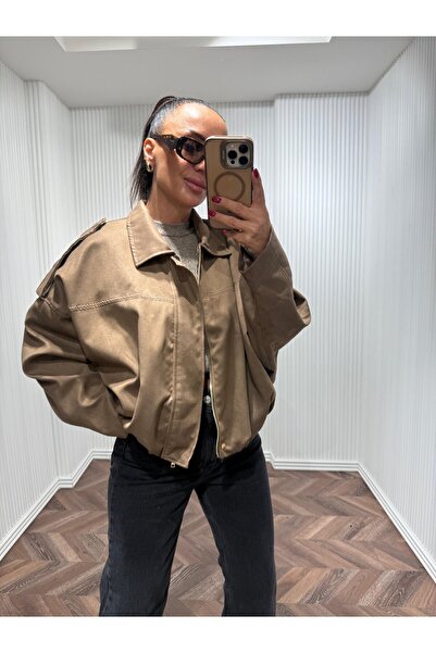 EEES APOLETLİ İÇ ASTARLI SÜET GÖRÜNÜM BOMBER CEKET