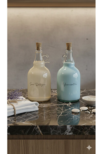 Dia Glass Detergent Bottle & Fabric Softener Bottle Set |   Mushroom Lid, 100...