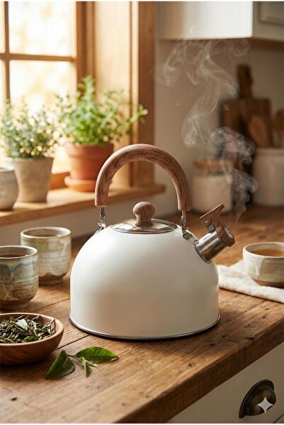 h homerest غلاية ماء بيضاء بتصميم ريترو سعة 3 لتر مطلية بالجرانيت، غلاية ماء ...