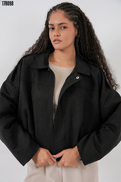 EEES APOLETLİ İÇ ASTARLI SÜET GÖRÜNÜM BOMBER CEKET