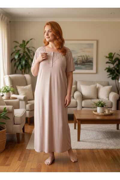 Lohusa Homewear New Season Powder Elegant Lace Embroidered Summer Full Length...