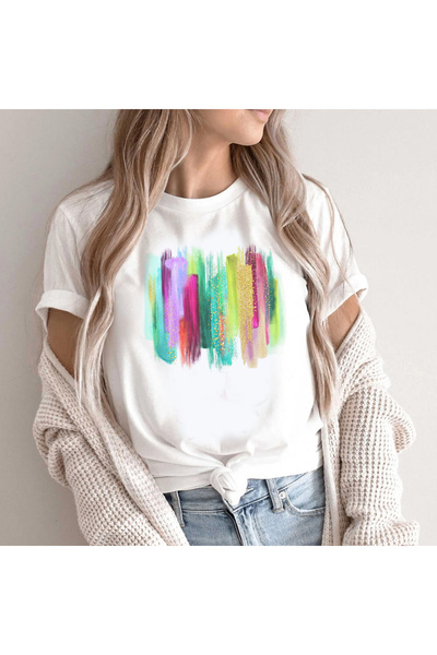 Kartier Women's T-Shirt White Purple Glitters