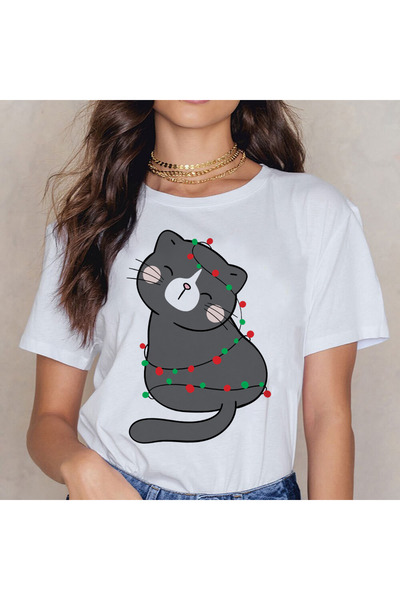 Kartier Tricou Dama Alb Xmas Cat