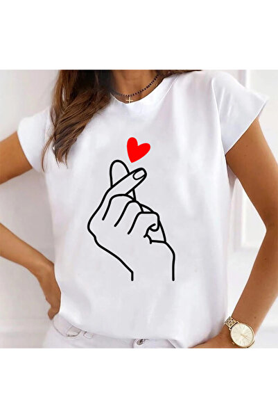 Kartier Tricou Dama Alb Finger Snap Heart