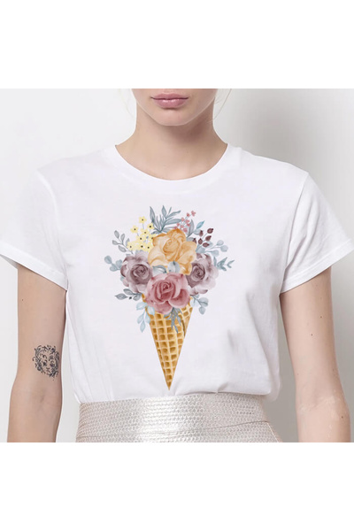 Kartier Women's T-shirt White Rose Cream