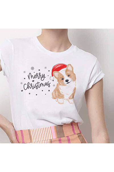 Kartier Tricou Dama Alb Christmas Corgi