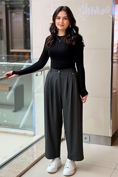 Ghisa Штани Palazzo з еластичним поясом, кишенями та складками