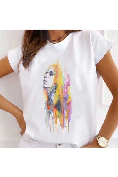 Kartier Tricou Dama Alb Watercolor Girl