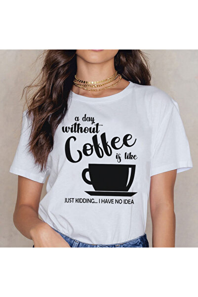 Kartier Tricou Dama Alb A Day Without Coffee