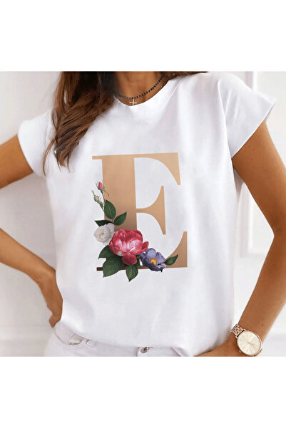 Kartier Tricou Dama Alb Alfabet Litera E