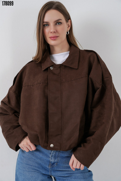 EEES APOLETLİ İÇ ASTARLI SÜET GÖRÜNÜM BOMBER CEKET