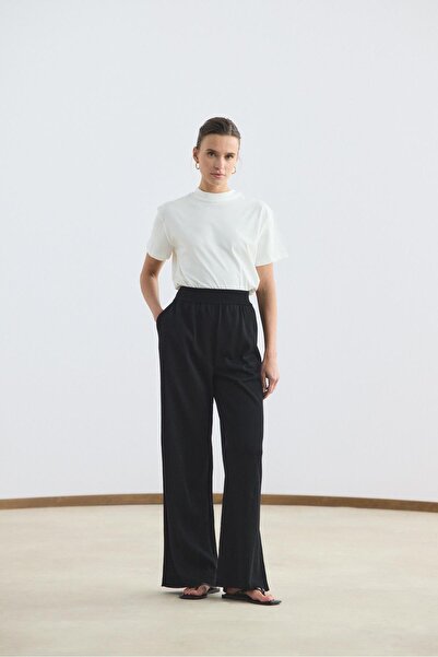 KADRİYE BAŞTÜRK Slim Knitwear Trousers Black