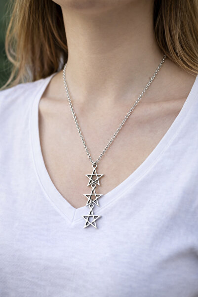 HER ŞEY NOTA www.herseynota.com Triple Star Figured Metal Necklace – Chain De...