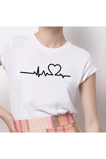 Kartier Women's White Heartbeat T-Shirt