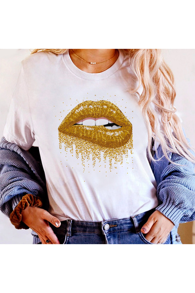 Kartier Tricou Dama Alb Golden Lips