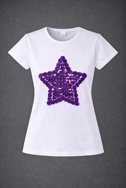 Dıgıl Kids Момичешка тениска Бади Ликра със звезден десен и бродерия, високо ...