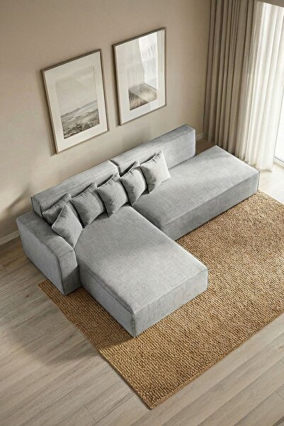 Cavissa Home Living Kraft Soft Köşe Koltuk Takımı Gri Köşe