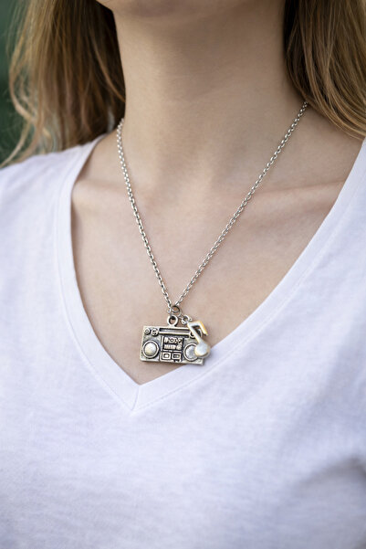 HER ŞEY NOTA www.herseynota.com قلادة معدنية بأشكال الراديو والنوتة الموسيقية...