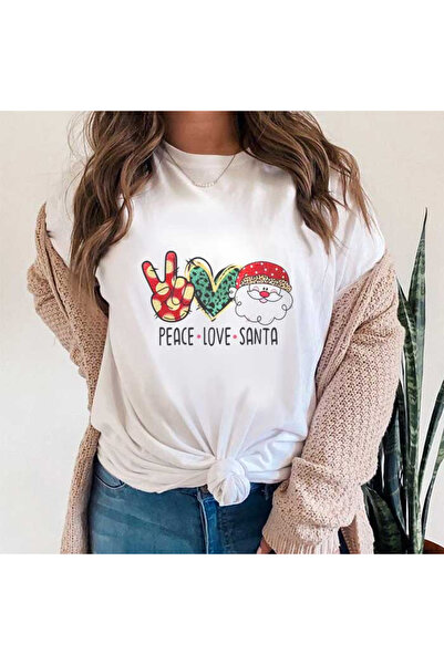 Kartier Tricou Dama Alb Peace Love Santa