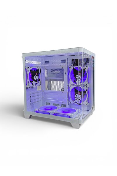 Symoon Kuromi Karakterli 5 ARGB Fanlı Kontrolcü Kumandalı Beyaz Akvaryum Kasa