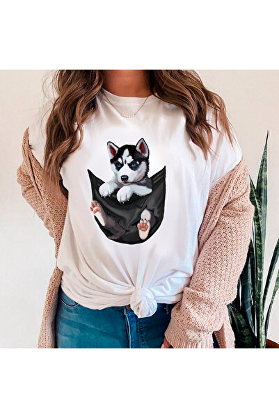 Kartier Tricou Dama Alb Siberian Husky