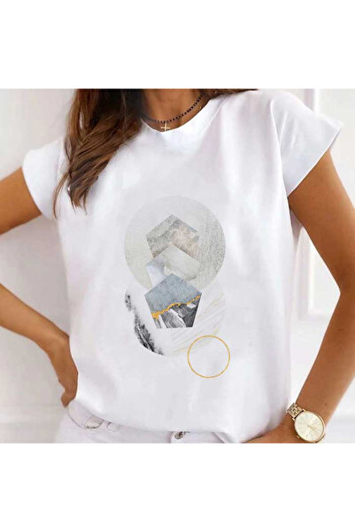 Kartier Tricou Dama Alb Abstract Winter