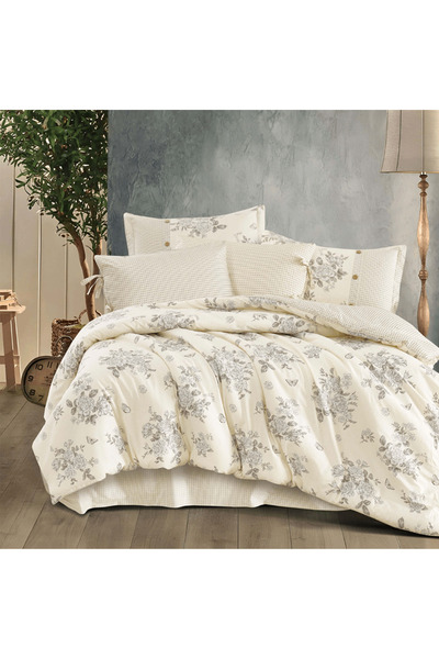 Alhabib bedding Single summer bedspread, light cream cotton with floral patte...