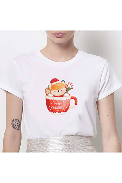 Kartier Tricou Dama Alb Christmas Fox Mug
