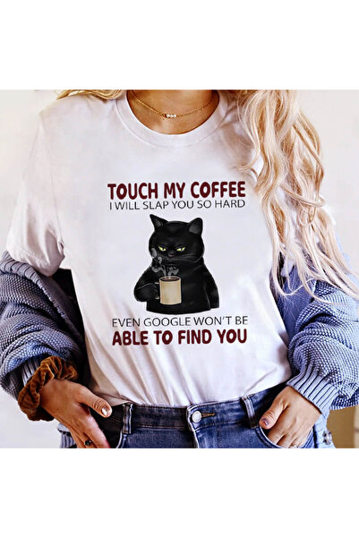 Kartier Tricou Dama Alb Touch My Coffee